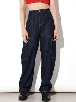 ONLY - Womens Solid High-Rise Blue Jeans