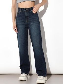 ONLY - Womens Solid High-Rise Blue Jeans