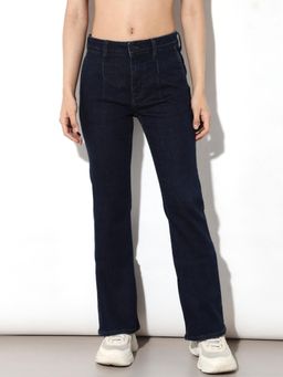 ONLY - Womens Solid Mid-Rise Blue Jeans