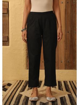 House of Chikankari - Cotton Loom Pintex Solid Women's Pant - Black