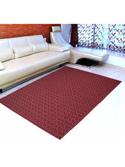 Saral Home - Red Cotton Anti-Skid Jacquard Carpet -120x180 Cm