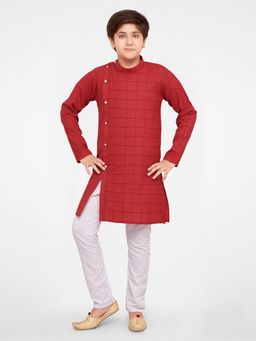 Jeetethnics - Boys Red Kurta Pyjama (Set of 2)
