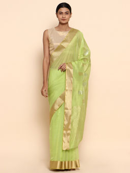 CHOWDHRAIN - Totapuri Chanderi Saree with Unstitched Blouse Piece