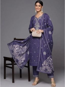 Gahan - Womens Embroidered Kurta With Pant And Dupatta - Blue