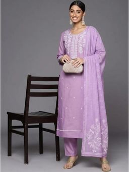 Gahan - Womens Embroidered Kurta With Pant And Dupatta - Lavender