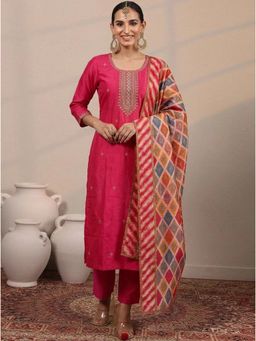 Gahan - Womens Small Butty Embroidered Kurta And Pant With Dupatta - Pink
