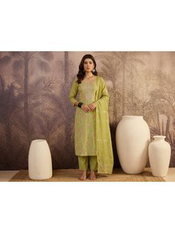 Gahan - Womens Sequence Work Embroidered Kurta And Pant With Dupatta - Green