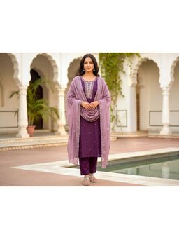 Gahan - Womens Embroidered Kurta With Pant And Dupatta - Purple