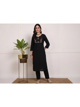 Gahan - Womens Embroidered Kurta With Pant - Black