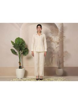 Gahan - Womens Embroidered Silk Co-Ord Set - White