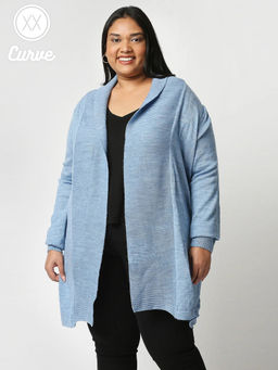 Twenty Dresses by Nykaa Fashion - Curve Blue Keep Me Cozy Cardigan