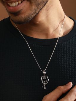 Priyaasi - Bold By Priyaasi Sitting Skeleton Silver-Plated Pendant Chain for Men