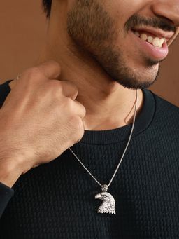 Priyaasi - Bold By Priyaasi Eagle Head Silver-Plated Pendant Chain for Men