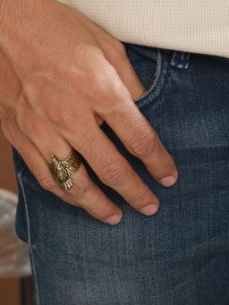 Priyaasi - Bold By Priyaasi Eagle Gold-Plated Adjustable Ring for Men