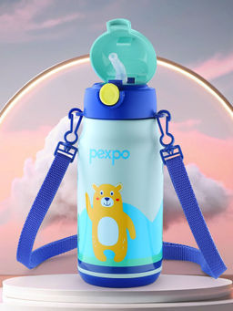 Pexpo - Poggo Sea Green-Bear Stainless Steel Vacuum Insulated Hot & Cold Flask - 425ml