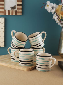 VarEesha - Mugdha Off-White Ceramic Tea/Coffee Cups Set of Six