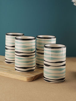 VarEesha - Mugdha Off-White Ceramic Glasses Set of Four