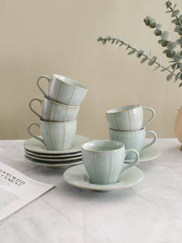 VarEesha - Pastel Green Porcelain Cup Saucers Set of 6