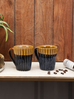 VarEesha - The Mug Shot Mustard Grey Ceramic Taper Shape Coffee Mugs