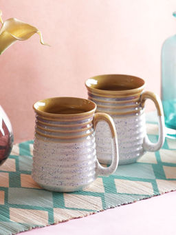VarEesha - White Mustard Stoneware Milk Shake/ Beer Mugs