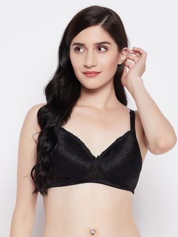 Clovia - Padded Underwired Full Cup Multiway Bra In Black - Lace