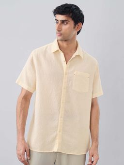 The Souled Store - Men Yellow Textured Casual Shirt