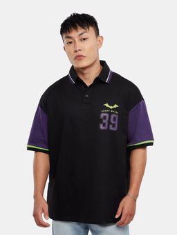 The Souled Store - Batman 39 Black Oversized Polo T-Shirts for Mens