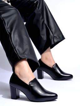 HVNLY by Shoetopia - Girls Black Pump Heels