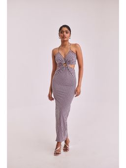 Urban Suburban - Gingham Maxi With Front Ring Detail Dress