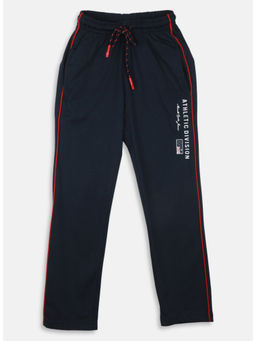Monte Carlo - Navy Blue Cotton Blend Mid Waist Straight Leg Regular Fit Trackpant