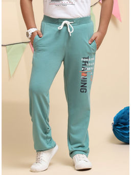 Monte Carlo - Green Cotton Blend Mid Waist Straight Leg Regular Fit Trackpant