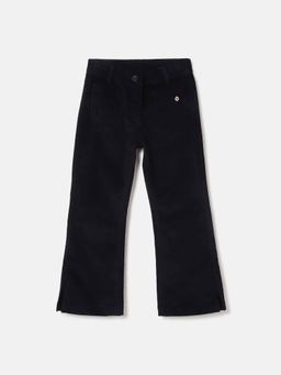 ELLE - Girls Navy Solid Bootcut Fit Flat-Front Trouser