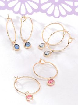 Accessorize London - Women's Colour Gems Hoop Earrings Pack Set of 3