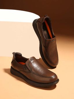 BUCKAROO - Genuine Leather Brown Casual Slip-On Shoes for Men | Mens Without Lace Shoes: TREVIQ