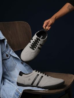 BUCKAROO - Vegan Leather Grey Casual Sneakers for Men | Mens Casual Shoes: ALONSO