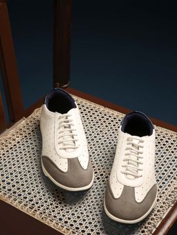 BUCKAROO - Vegan Leather White Casual Shoes for Men | Mens Lace up Shoe: CESAR