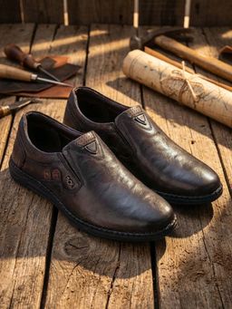 BUCKAROO - Genuine Leather Brown Casual Loafer for Men | Mens Slip on Shoes: GLEAM