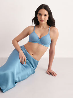 Wacoal - Womens Cool Comfort Padded Non-wired 3/4th Cup Wear Blend T-shirt Bra - Blue