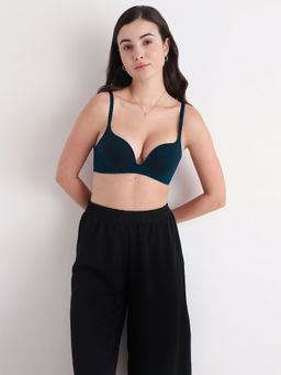 Wacoal - Womens Dreamy Curve Padded Non-wired 3/4th Cup Wear Push-up Bra - Navy Blue