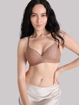 Wacoal - Womens Basics Zoe Lace Padded 3/4Th Cup Comfort Fit T-Shirt Bra - Brown