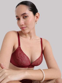 Wacoal - Womens Basics Zoe Lace Padded 3/4Th Cup Comfort Fit T-Shirt Bra-Red