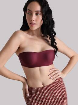 Wacoal - Basic Mold Padded Wired Half Cup Strapless Bandeau T-Shirt Bra-Maroon