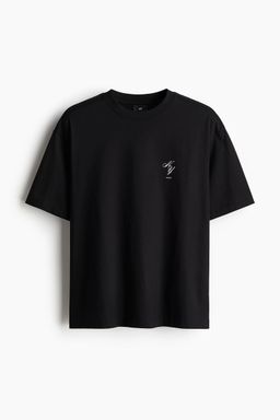 H&M - Men Black Loose Fit Printed T-Shirt