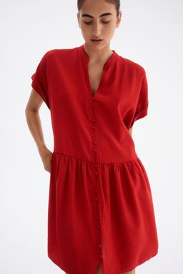 H&M - Women Red Crinkled Tunic Dress