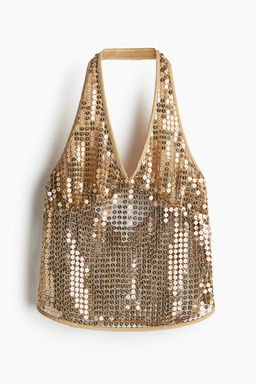 H&M - Women Yellow Sequined Halter Neck Top