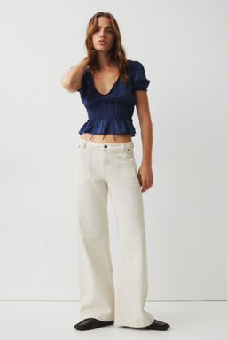 H&M - Women White Cotton Twill Trousers