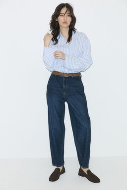 H&M - Women Blue Barrel High Ankle Jeans