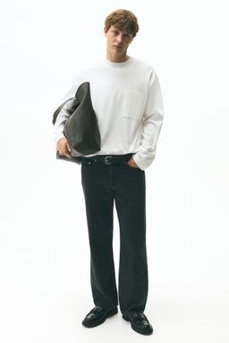 H&M - Men White Loose Fit Long-Sleeved Jersey Top