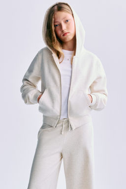 H&M - Girls White Zip-Through Hoodie