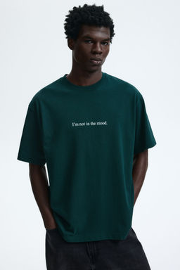 H&M - Men Green Loose Fit Printed T-Shirt